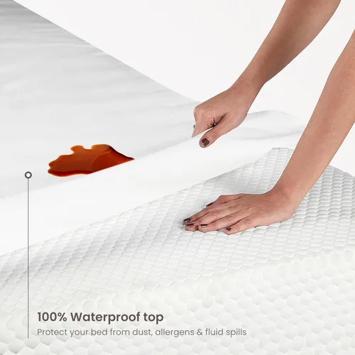 Vista 4 de Bioweaves Protector de colchón impermeable de algodón orgánico de jersey de tamaño Full 54" x 75" Funda de colchón con certificación GOTS