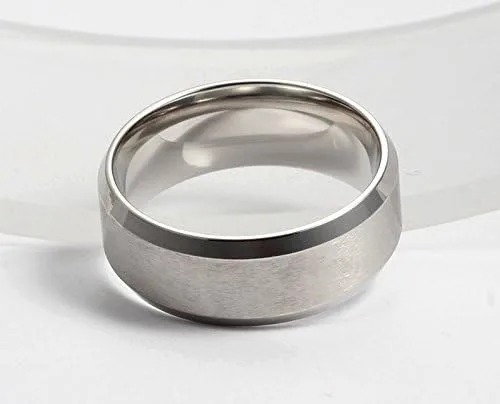Vista 5 de FANSING Anillos de boda de acero inoxidable de 8 mm para hombre y mujer
