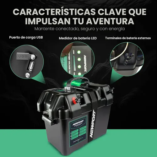Vista 2 de Motor para pesca Newport Vessels caja de potencia inteligente de baterías centro negro