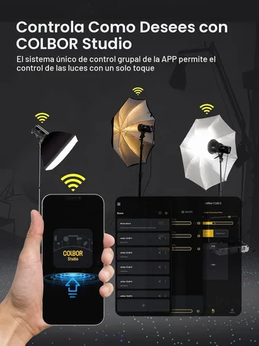 Vista 6 de Luz de video, Colbor CL100X 110W Luz de video bicolor 2700K-6500K CRI97+COB Aluminio continuo con montaje Bowens APP Control 10 Efecto de luz
