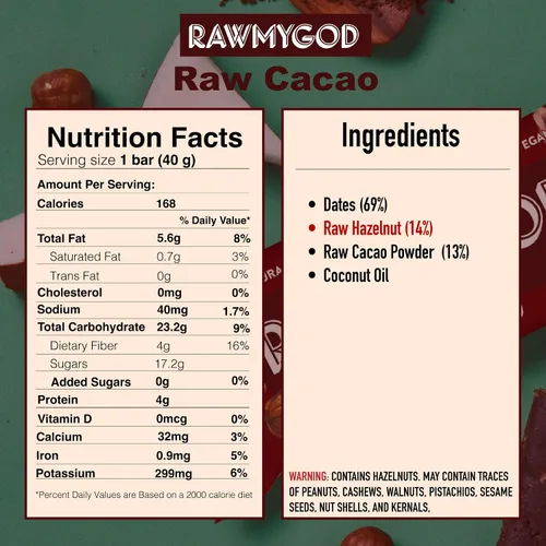 Vista 2 de RAWMYGOD Barras de Frutas y Nueces, Sin Gluten, Veganas, Sin Azúcar Añadida