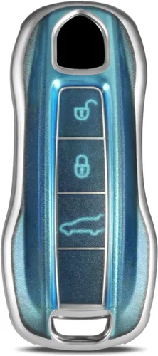 Vista 8 de Funda protectora para llavero inteligente compatible con Porsche 911 Cayenne Panamera TAYCAN de 3 botones sin llave, accesorios de control remoto
