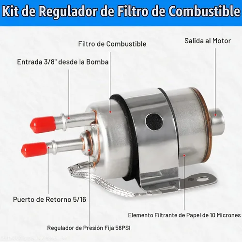 Vista 5 de Kit de adaptador de conexión de línea de inyección de combustible Htostar Racing EFI FI con filtro/regulador 58 PSI compatible con C5 Corvette