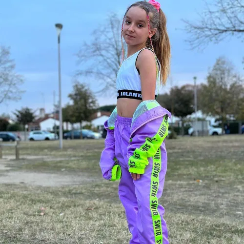 Vista 5 de Conjunto de Ropa de Baile para Niñas, Traje de Interpretación de Equipo de Hip Hop y Jazz Moderno, Conjuntos de Ropa de Baile para Niñas
