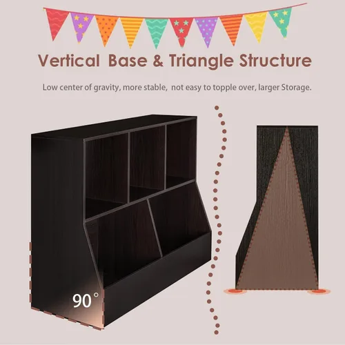 Vista 4 de DINZI LVJ Organizador de almacenamiento para juguetes, estantería para niños, gabinete de almacenamiento de juguetes de madera, estantería