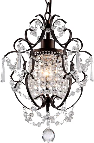 Vista 10 de Mini Candelabro Dorado Moderno, Lámparas de Luz de Cristal para Montaje en Techo de 1 Luz, Pequeños Candelabros de Cristal para Dormitorio, Elegante