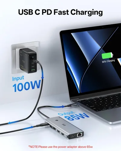 Vista 7 de Selore - Estación de acoplamiento USB C 3 monitores 3 HDMI 13 en 1