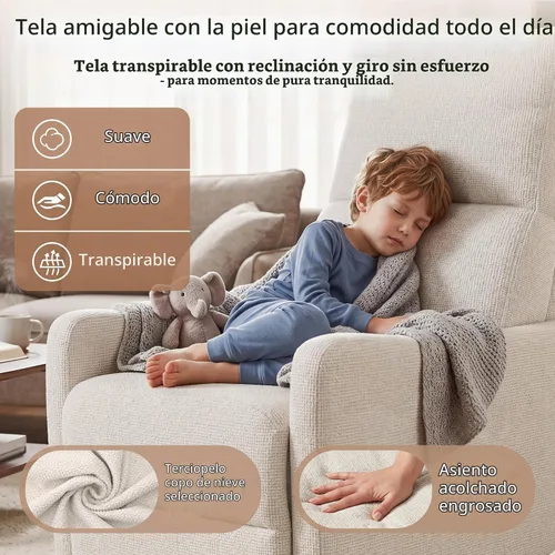 Vista 7 de Silla reclinable giratoria de potencia pequeña para guardería, sala de estar Beige