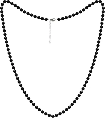 Vista 7 de Collar de Shungite de tamaño largo con 95 cuentas redondas negras de piedras preciosas naturales para hombres y mujeres, Cristal, piedra shungita