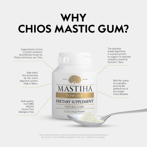 Vista 3 de Auténtico polvo de goma mastiha Chios Mastiha – 2.12 oz de suplemento natural de masilla de apoyo digestivo – Vegano, libre de alérgenos
