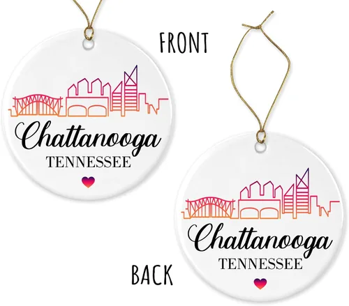 Vista 3 de Chattanooga - Adorno de horizonte – Adornos de Tennessee – Adorno de Chattanooga Tn – Regalo para hombres y mujeres – Regalo de cerámica