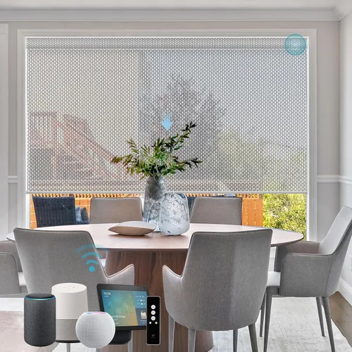 Vista 21 de SmartWings Persianas motorizadas con 5% de apertura, funcionan con Homekit Z-Wave Alexa SmartThings Google, persianas inteligentes con filtro de luz
