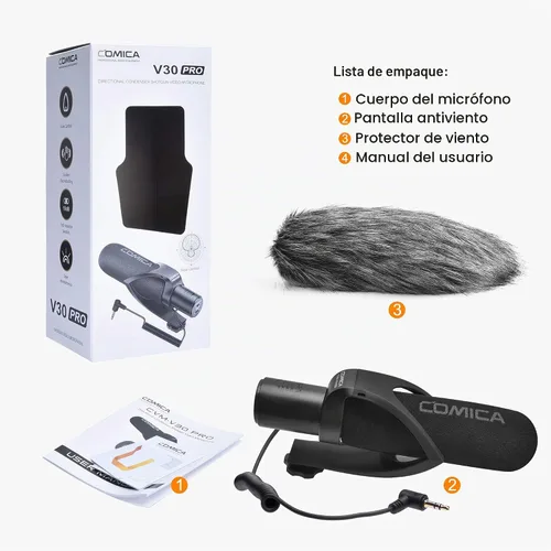 Vista 9 de COMICA CVM-V30PRO Micrófono de escopeta, micrófono de video profesional súper cardioide con soporte de choque, kit de micrófono de cámara