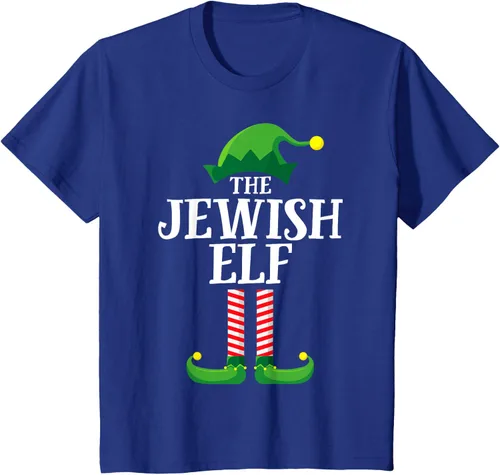 Vista 31 de Playera de pijama para fiesta de Navidad, grupo familiar a juego con elfo judío
