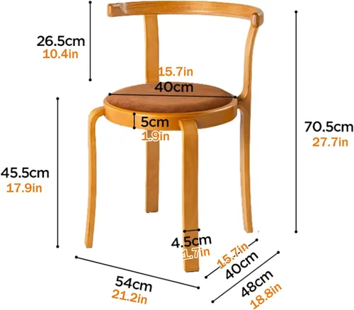 Vista 2 de Sillas de comedor de madera, silla de comedor tapizada, sillas de cocina apilables, asiento de tocador para comedor, sala de estudio, sala de estar