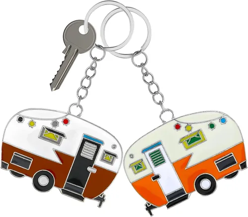 Vista 11 de 2 Piezas Llavero de Caravana, Llavero de Caravana RV Accesorios de Caravana para Remolques de Viaje Llavero Retro de Coche de Camping