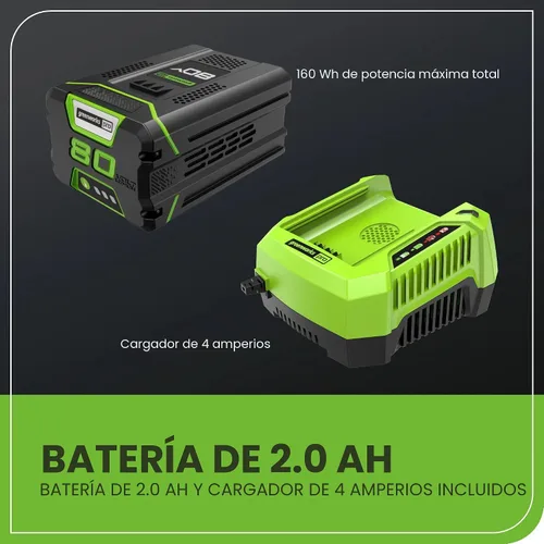 Vista 7 de Greenworks Recortadora inalámbrica sin escobillas de 80 V y 16 pulgadas con batería de 2.0 Ah y cargador rápido - Línea doble de 0.080 pulgadas