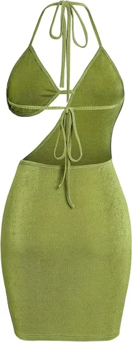 Vista 3 de ZAFUL Vestido de fiesta sexy ajustado para mujer sin espalda tirantes delgados ropa de club minivestido de satén