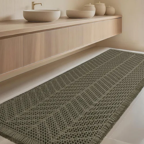 Vista 83 de Tapete de baño con diseño de gofre, moderno, bohemio, absorbente, antideslizante, ultrasuave, lavable a máquina, con letra de baño, dormitorio