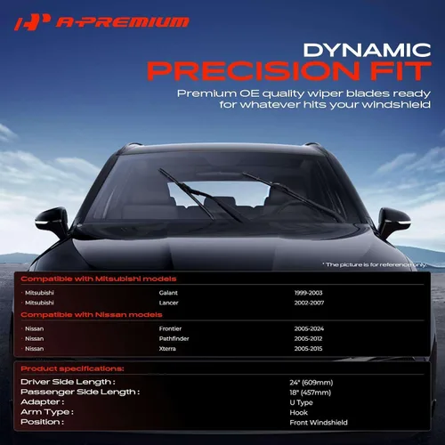 Vista 2 de A-Premium - Limpiaparabrisas de 24 pulgadas + 18 pulgadas, con indicador de desgaste y toalla Compatible with Toyota Corolla, Sienna & Subaru