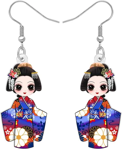 Vista 52 de DUOWEI Aretes de acrílico estilo japonés con diseño de anime para muñeca, colgantes, joyería para mujer