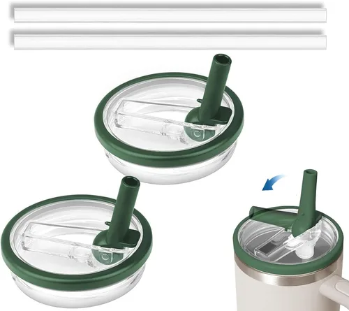 Vista 10 de Paquete de 2 tapas abatibles para vasos de 40 onzas, de repuesto, compatibles con Stanley Quencher, a prueba de fugas, resistentes a salpicaduras