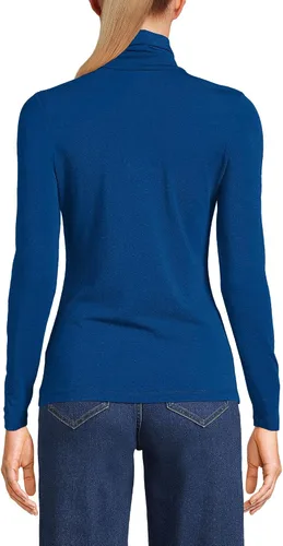 Vista 2 de Lands' End - Suéter ajustado, ligero, de cuello alto y manga larga para mujer