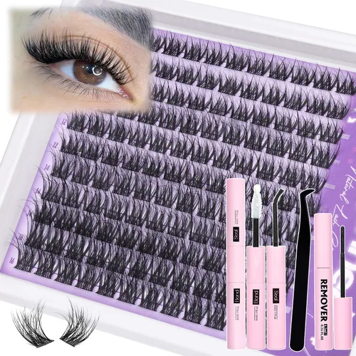 Vista 21 de Extensiones de pestañas en racimo naturales DIY, extensiones de pestañas en racimo con curva C, extensiones de pestañas en racimo para ojo de gato