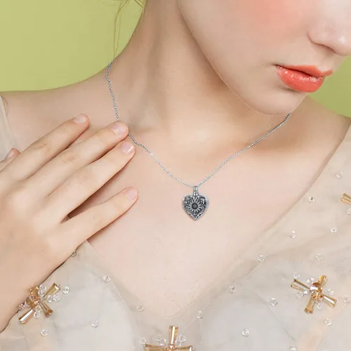 Vista 5 de SOULMEET Joyería de cremación para cenizas, collar de urna de plata esterlina para cenizas, mujeres y hombres, joyas de recuerdos de aprecio