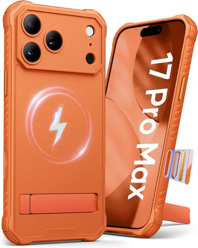 Vista 20 de Funda para iPhone 17 Pro, compatible con MagSafe, soporte integrado y botón de captura de control de cámara, protección de grado militar, funda
