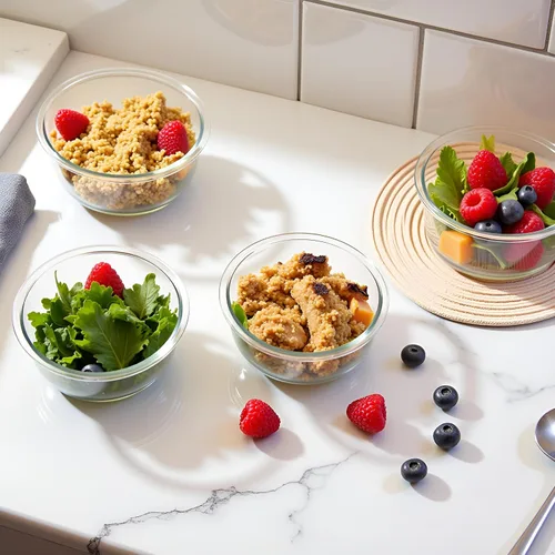 Vista 8 de Recipientes redondos de vidrio para almacenamiento de alimentos de 12 onzas con tapas, recipientes redondos para preparación de comidas de 1.5 tazas