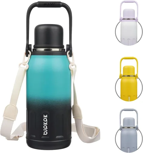 Vista 10 de BJPKPK - Botellas de agua termoaisladas de 27 onzas con tapa y asa de transporte, botellas de agua de acero inoxidable libres de BPA para la Verde