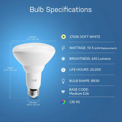 Vista 2 de Feit Electric BR30/927CA/AG Bombilla LED inteligente WiFi regulable equivalente a 65 W, no requiere concentrador, Alexa Google Assistant BR30, 5" A