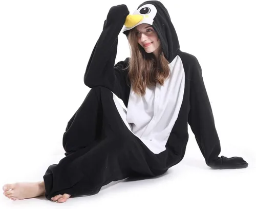 Vista 3 de Adult Penguin Pajamas One Piece Halloween Christmas Cosplay penguin Costume Animal Homewear Sleepwear For Women Men