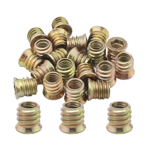 Vista 22 de MroMax 20 piezas de insertos de tuerca para muebles M6x10mm, acero al carbono, zincado, hexagonal interno, tornillo con brida, insertos de madera