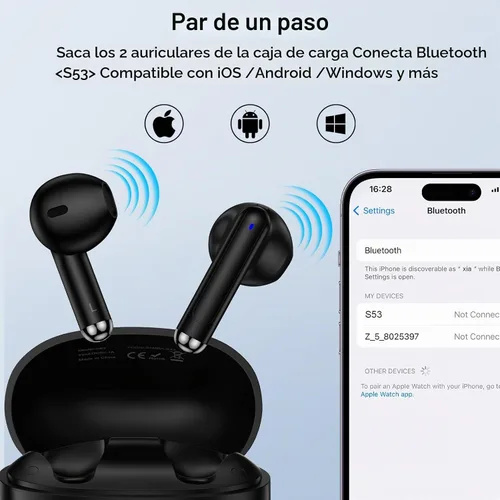 Vista 4 de Auriculares Bluetooth inalámbricos para Samsung Galaxy A17 A16 A36 5G S25 Ultra Z Fold 7 6 Flip 7 FE A26 A56 S24, 48H V5.3 Auriculares Bluetooth