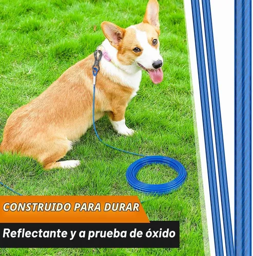 Vista 5 de XiaZ Cable de amarre para perro, correas de perro para patio de 8/10/15/20/30/50 pies, cadena de amarre resistente para perros pequeños, medianos