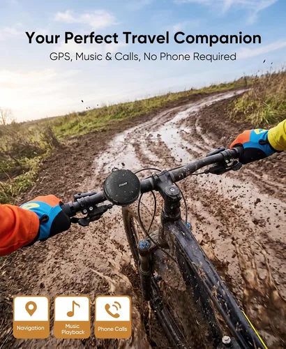 Vista 2 de Inwa Altavoces de bicicleta Bluetooth con modo de tarjeta TF, altavoz portátil inalámbrico impermeable para bicicleta, micrófono integrado para 5W