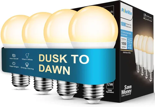 Vista 12 de Motion Sensor Light Bulbs Outdoor 2 Packs 13W(100W Equivalent) Security LED Bulb, Indoor E26, A19, 2700K Warm White Dusk to Dawn Bulb for Garage