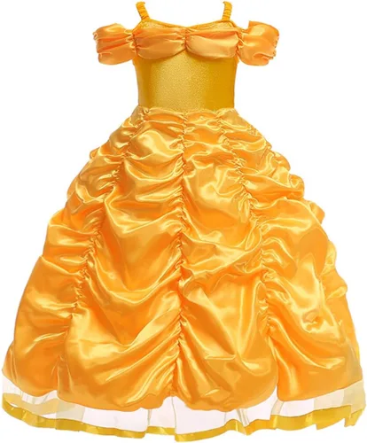 Vista 53 de REXREII Bella - Disfraz de princesa La Bella y la Bestia para niñas, Halloween, Navidad, cosplay, fiesta, cumpleaños, noche
