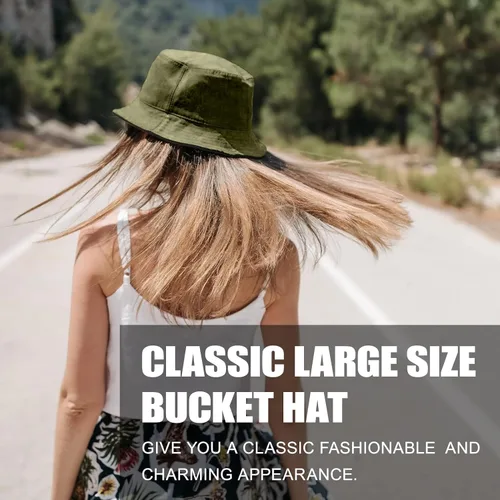 Vista 6 de Sombrero de pescador de algodón XXL de gran tamaño, unisex, reversible, de moda, sombrero de pesca de doble cara, sombrero de sol de verano