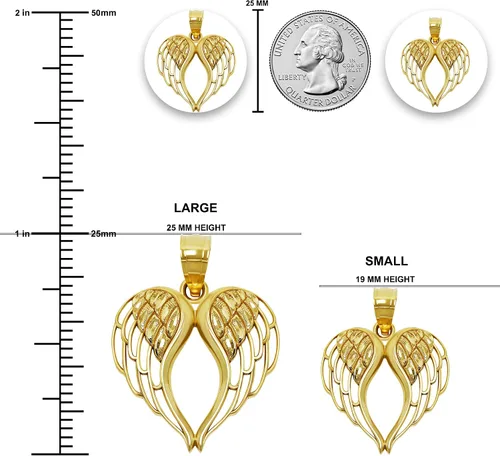 Vista 5 de Colgante de alas de ángel de oro – 10 quilates de oro macizo – Colgante de ala de ángel