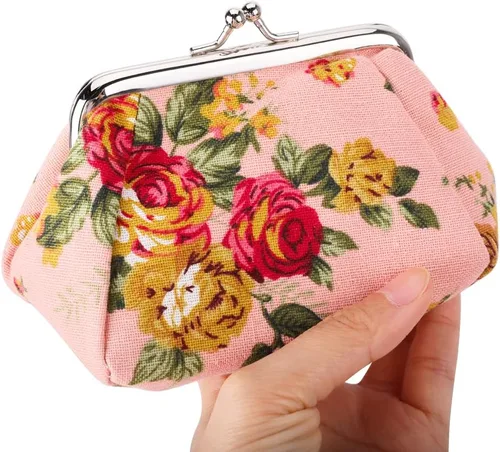 Vista 7 de Oyachic Monedero estampado vintage con hebilla y cierre de broche floral para mujeres y niñas