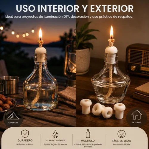 Vista 9 de 20 soportes para mecha de lámpara de aceite: soporte de mecha de linterna de cerámica, accesorios de reemplazo de lámpara de alcohol
