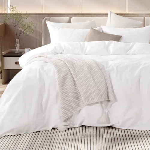 Vista 223 de NEXHOME PRO Funda de edredón Twin XL 100% algodón lavado, transpirable, duradera, texturizada, similar al lino, juego de ropa de cama para el hogar
