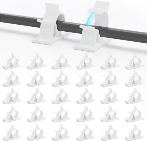 Vista 12 de Viaky 30 clips negros ajustables para cables, broches reutilizables autoadhesivos para fijación de cable de nylon, soporte de cable de nailon