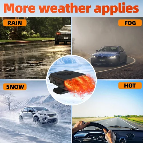 Vista 5 de Calentador de coche, 12 V 200 W portátil descongelador rápido y desempañador, nuevo modelo 2026, calentador y ventilador de enfriamiento 2 en 1