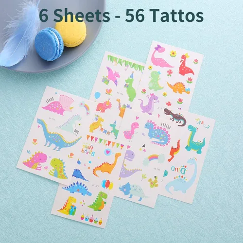 Vista 9 de 24 pajitas de plástico reutilizables de dinosaurio + 6 tatuajes temporales de dinosaurios para niños y niñas Suministros de fiesta de cumpleaños