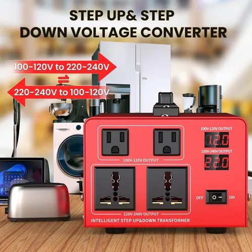 Vista 4 de Transformador de Voltaje de 1000W Convertidor de Potencia (110V a 220V, 220V a 110V) Convertidor Elevador/Reductor 110/120 Voltios - 220/240 Voltios