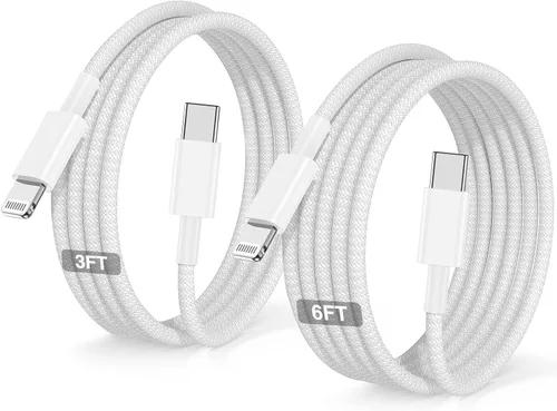 Vista 13 de Paquete de 2 cables USB C a Lightning de 6/10 pies [certificado Apple MFi], cable USB tipo C a Lightning, cable de carga rápida USBC para iPhone